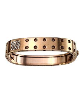 Roberto Coin 18K Rose Gold Pois Moi Diamond Bangle Bracelet w/Box #25037